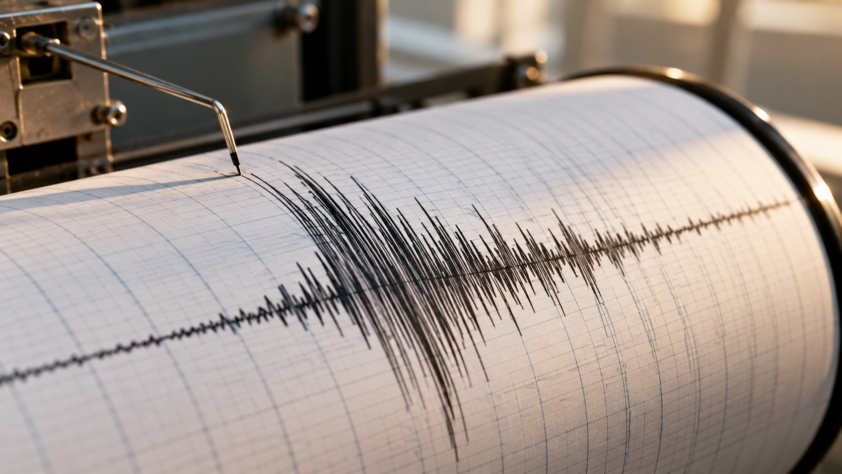 Kamchatka earthquake: seismograph recording a strong tremor