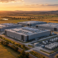 Illustrative image of a Wagga Wagga data centre campus beside open farmland